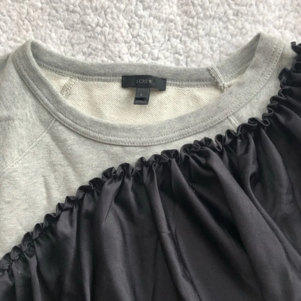 J. Crew Gray Sweatshirt w/ Asymmetrical Ruffle Detail szS